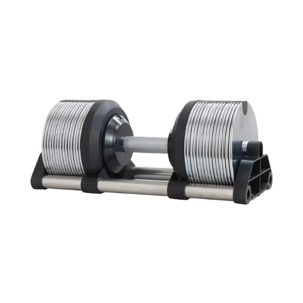 Adjustable Dumbbell Pair 40Kg - 家庭用調整可能スチールダンベルセット 固定1kg刻み シルバー ウェイトリフティングダンベル