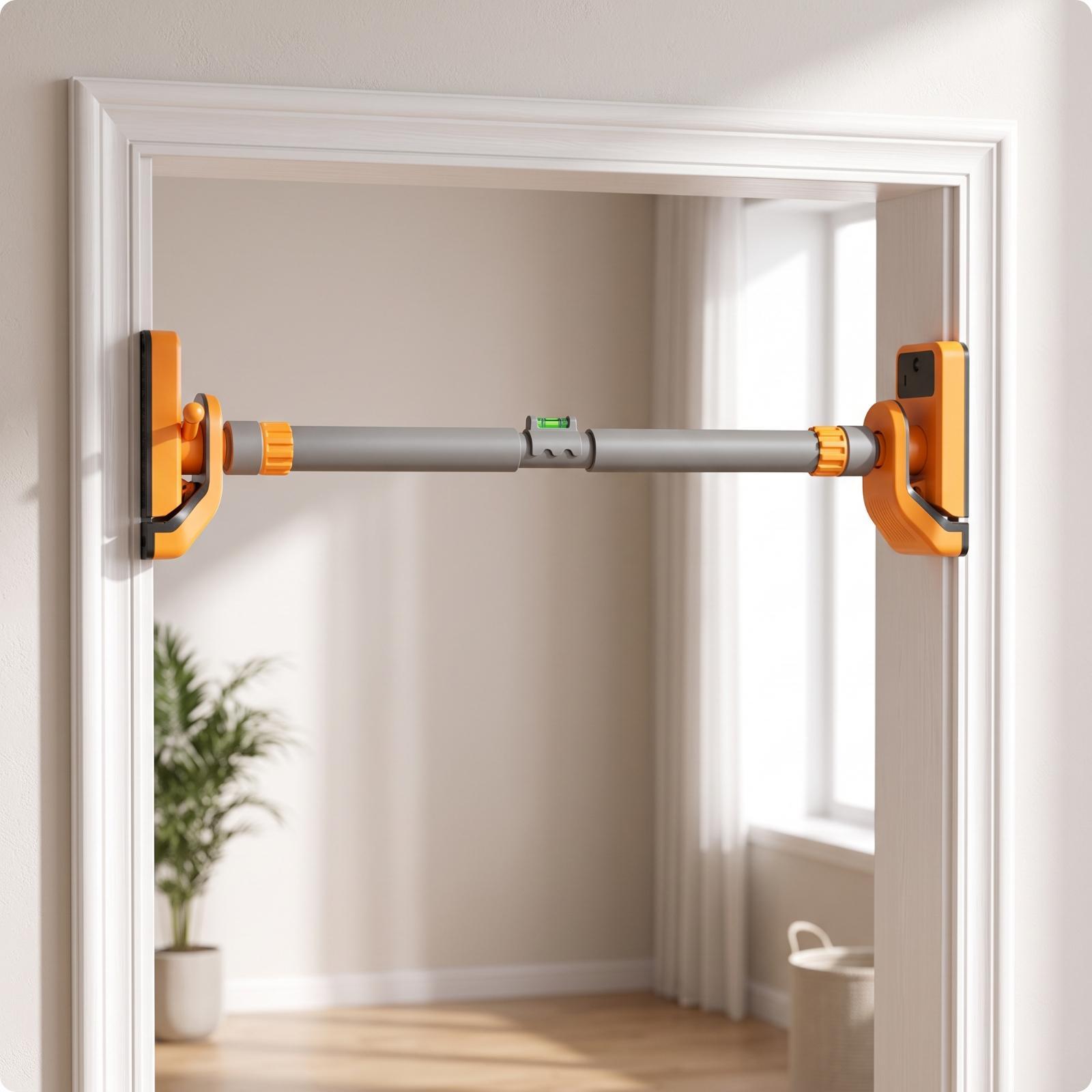 Door Pull Up Bar No Screw - 家庭用ジム向け、ドア枠に取り付け可能なプルアップバー。ネジ不要で簡単に設置でき、滑り止め吸盤ベース付き。