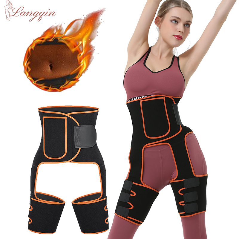 Sweat Waist Trainer Belt Neoprene - 女性用の調整可能なスリミングベルト,3 in 1,脂肪燃焼コンプレッション,サウナスウェットバンド,レッグウエストトレーナー,バットリフター,トレーニングフィットネス
