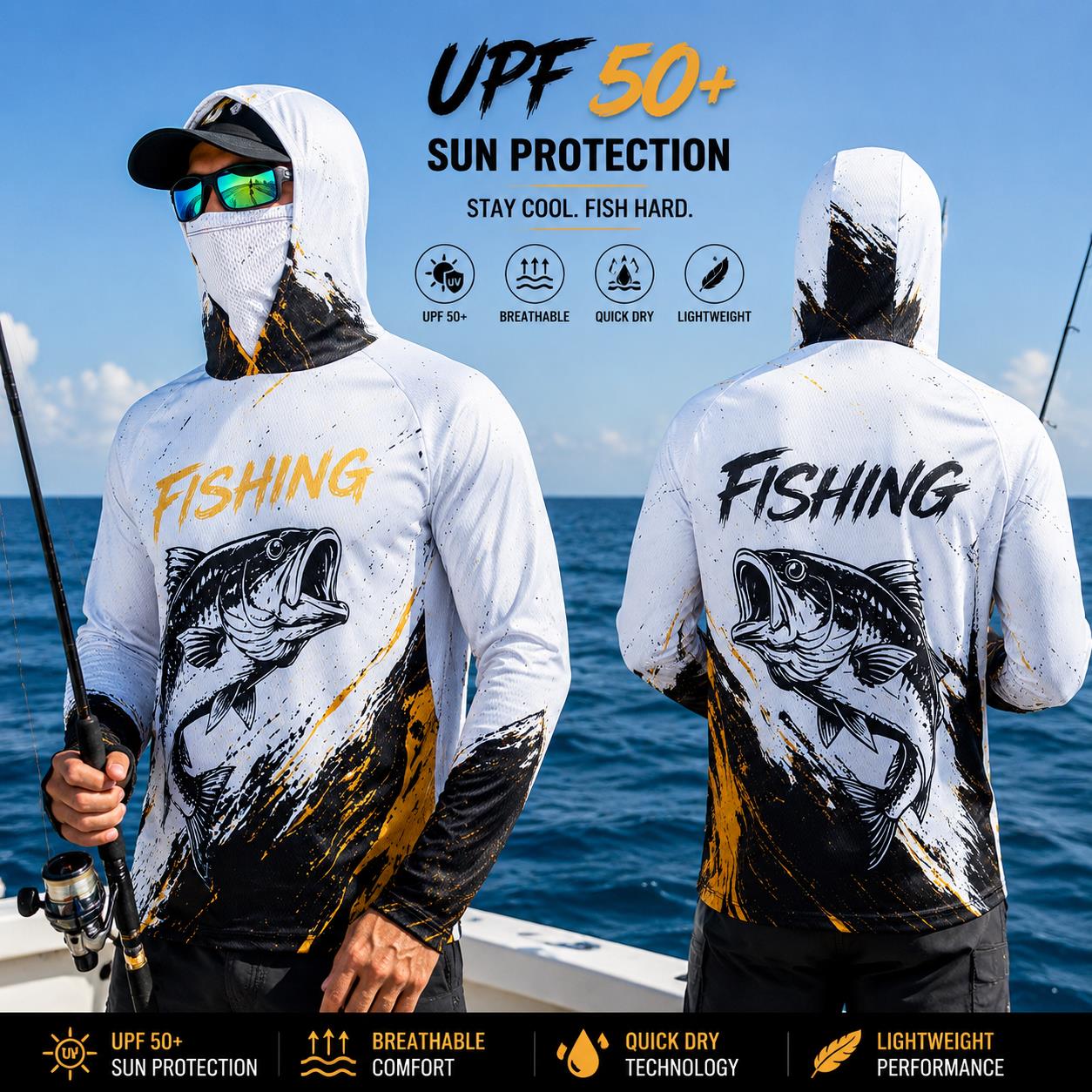 屋外用日焼け防止長袖フィッシングトップ ネックマスク付き プ - Fishing のレビューと価格
