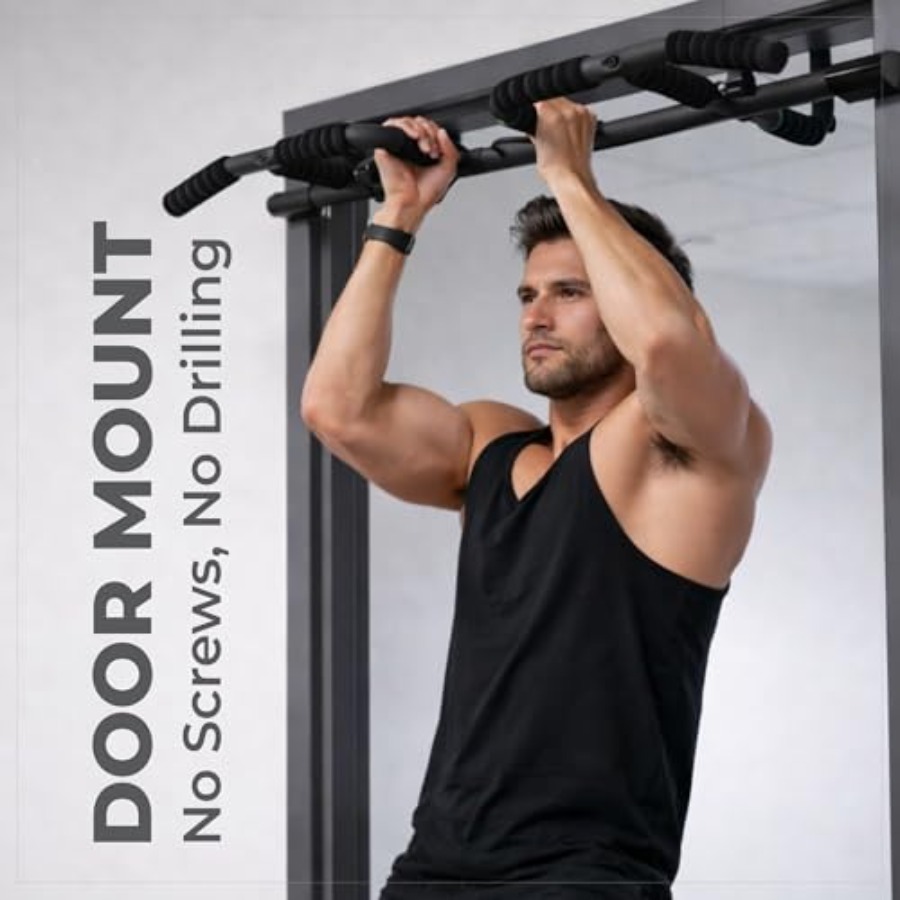 ドア枠懸垂バー セット サスペンションストラップ付き マルチ - Door Pull Up Bar No Screw のレビューと価格